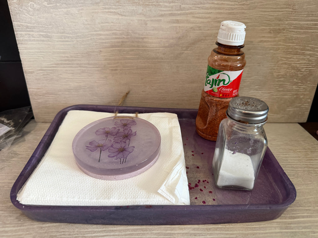 Customizable Napkin, Salt, and Pepper tray with napkin weight