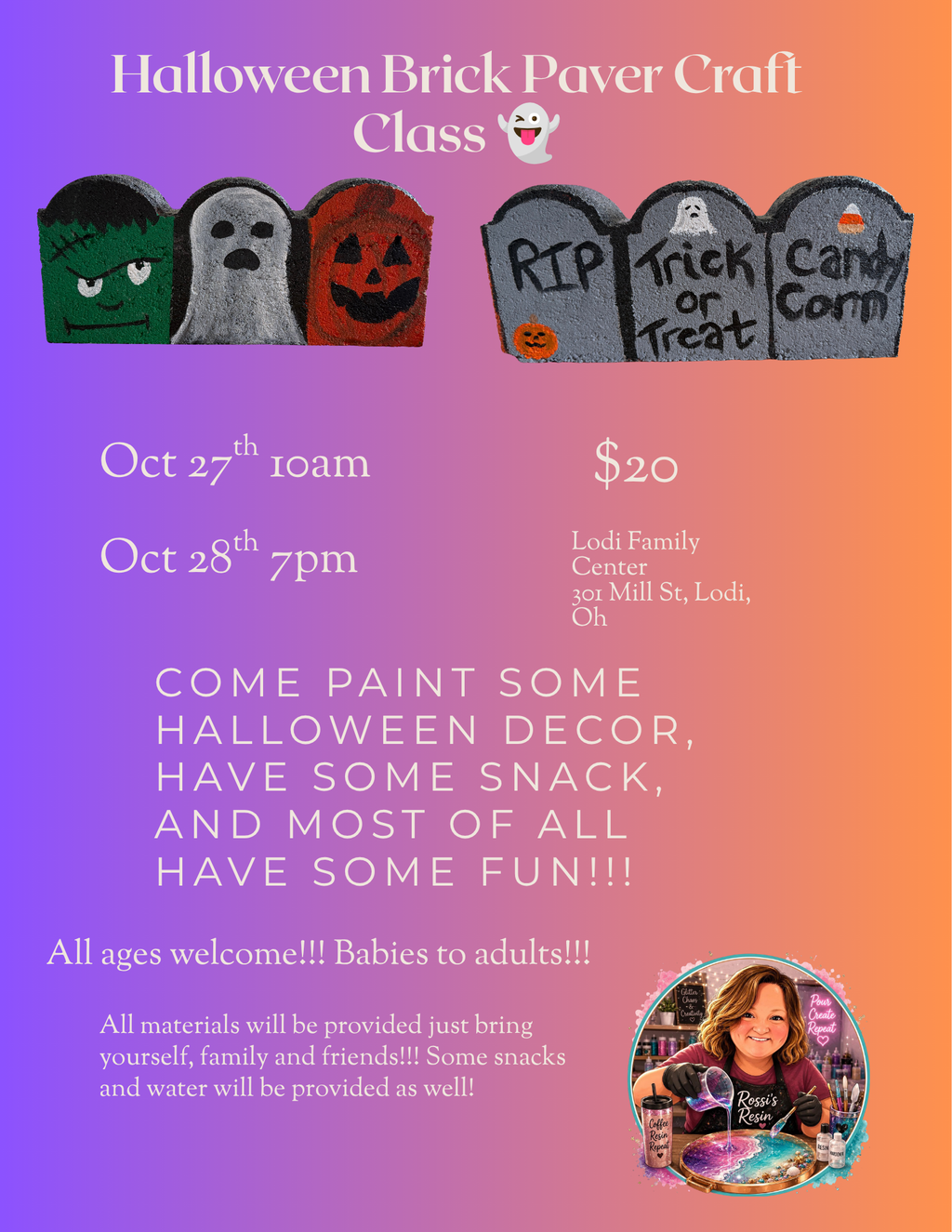 Spooky Halloween Paver Wednesday Oct 28th 7pm